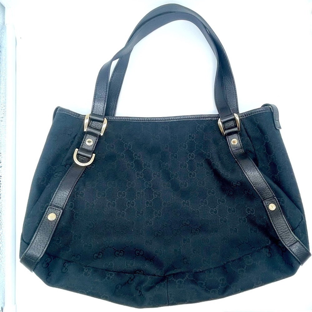 Gucci Black Canvas leather trim Abbey shoulder bag